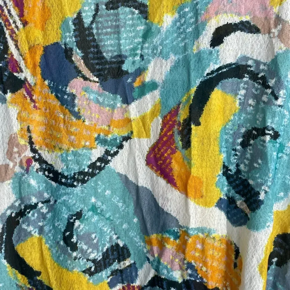 Ali Miles Sheer Women's S‎ Open Front Cardigan Size S Water Color Drop Shoulder
